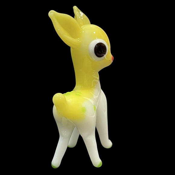 Vintage 1990s Art Glass Miniature Yellow Fawn Mini Sculpture - Unique Whimsical - Picture 4 of 12